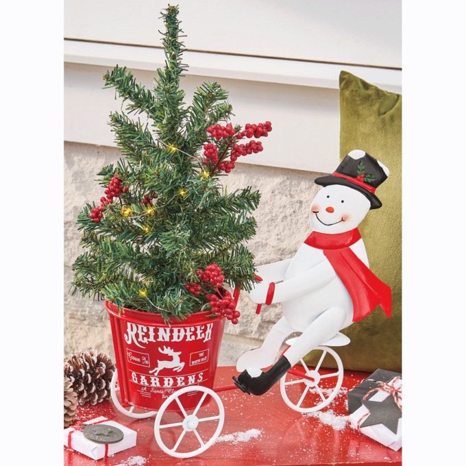 Snowman on Bicycle with Tree Decor, , large