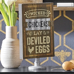 Bronze Stickers Star Country Kitchen Wall Art wicked chicken sign large