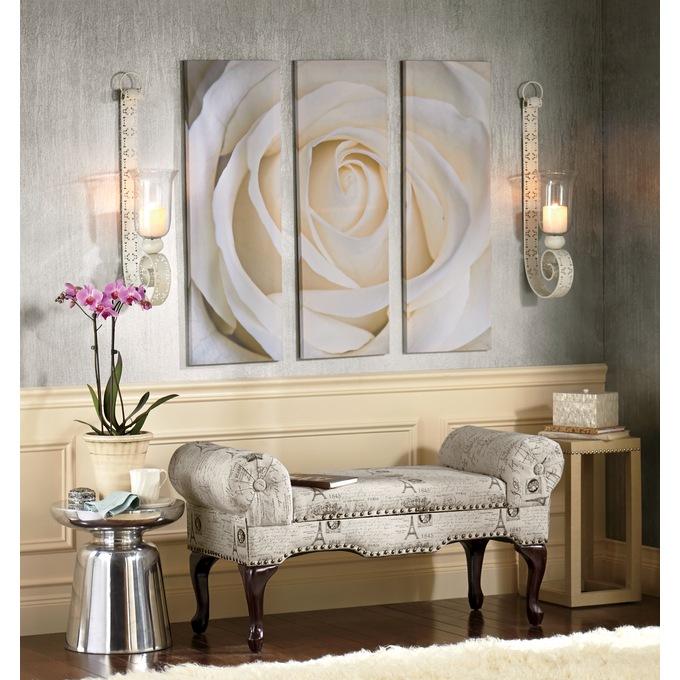 Distressed Metal Wall Sconce, Ivory, large
