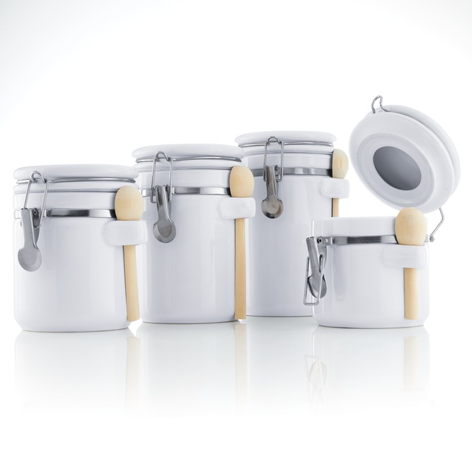 4-Piece Canister Set with Spoon, , large