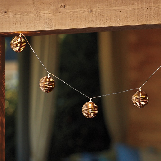 Solar Faux-rattan String Lights, , large