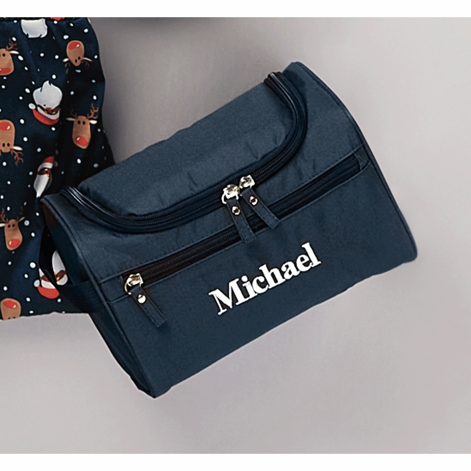 Personalized Men's Toiletry Bag, Navy, large
