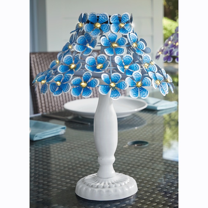 Solar Flower Table Lamp, Blue, large