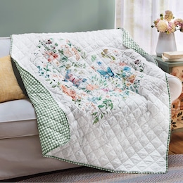 Quilted Floral Heart Throw, , large