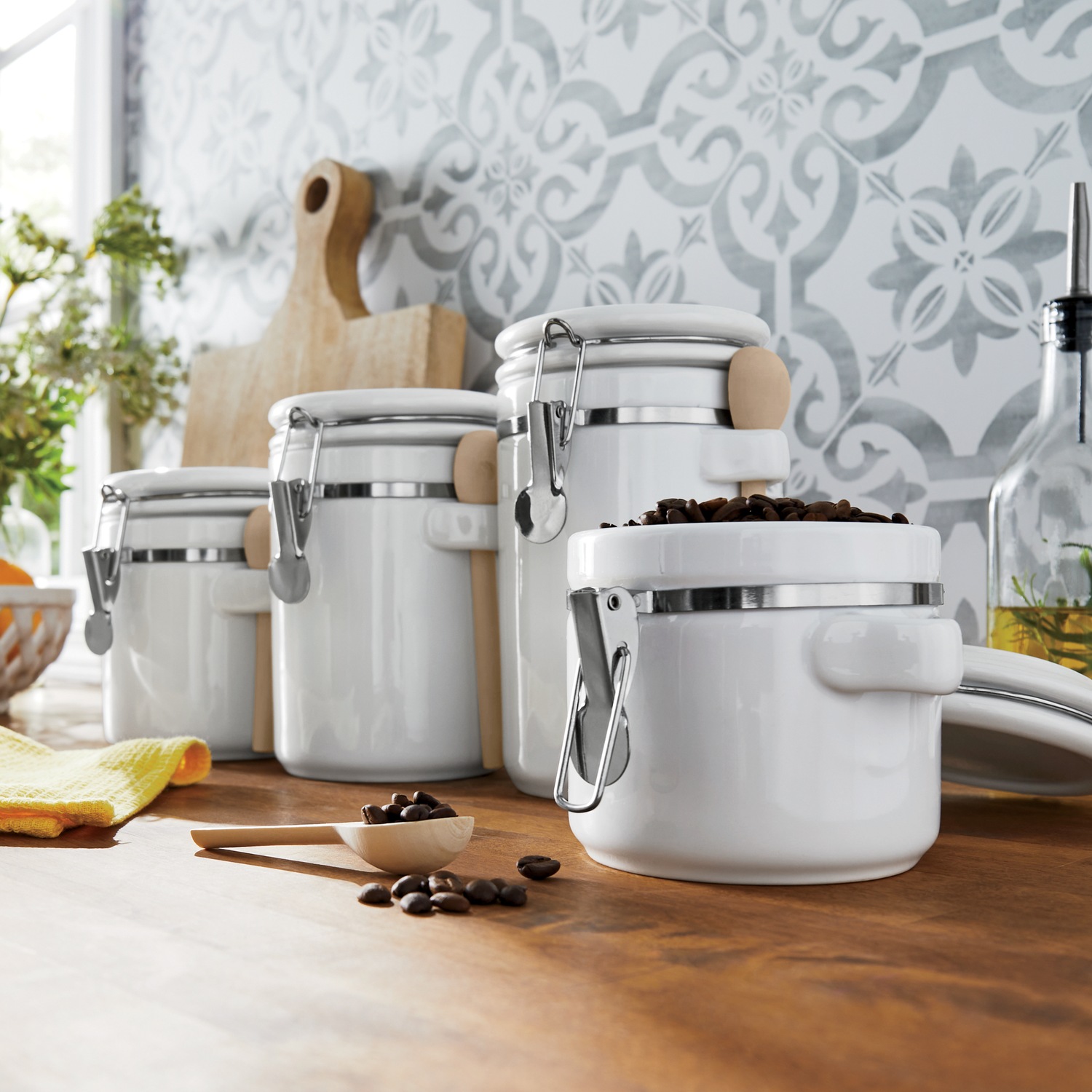 4Piece Canister Set with Spoon Country Door