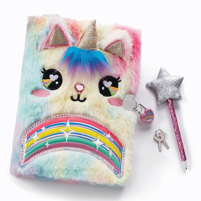 Fuzzy Diary with Lock & Key, , large
