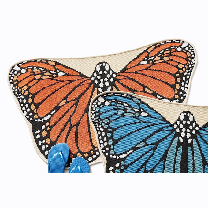 Indoor/Outdoor Butterfly-Shaped Mat - 23" x 39", Orange, large