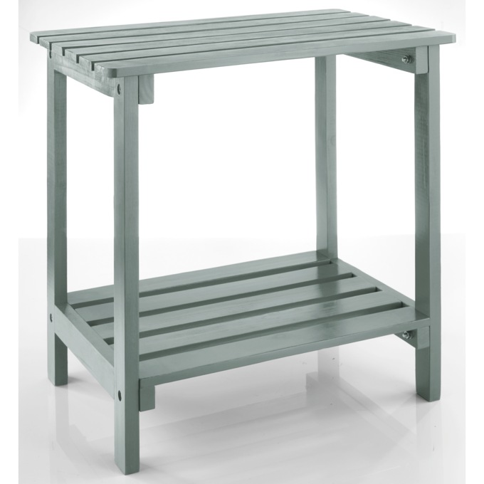 Slatted Accent Table, Gray, large