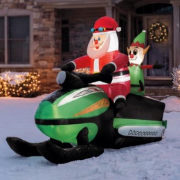 Santa&rsquo;s Snowmobile Lit Inflatable, , large