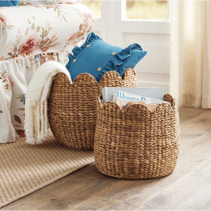 Set of 2 Woven Scalloped Baskets, , large