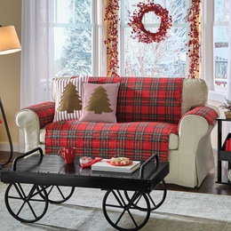 Reversible Winter Plaid Quilted Furniture Protector, , large