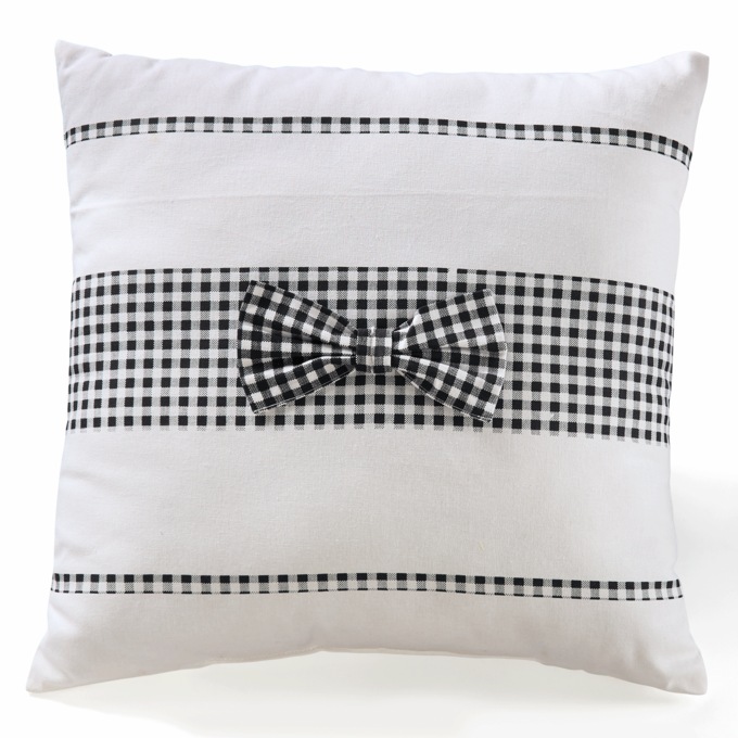 Gingham Bow Accent Pillow, , large