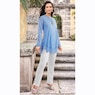 Shania Long-Sleeve Tunic with Scalloped Crochet Edges, , large
