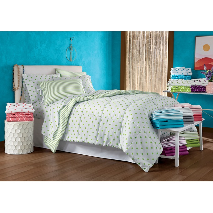 Reversible Dot and Stripe Down-Alternative Comforter Set, , large