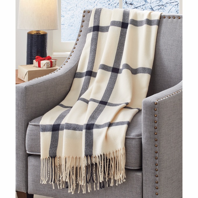 Windowpane Plaid Throw, , large