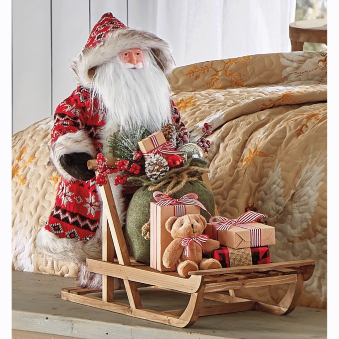 Nordic Santa on Sleigh Figurine, , large