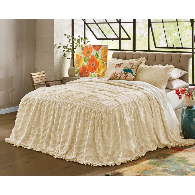 Angelica Ruffle Chenille Bedspread and Sham | Country Door