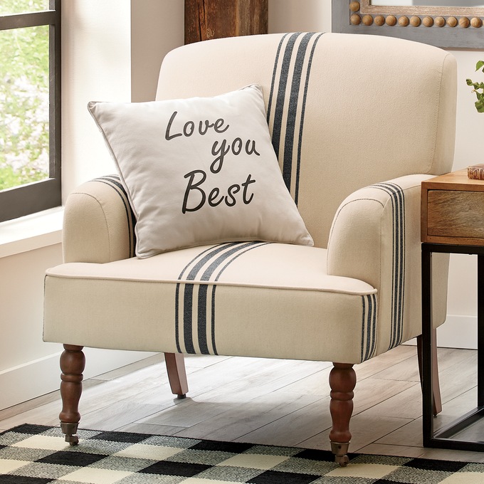 Ticking Stripe Upholstered Chair Country Door