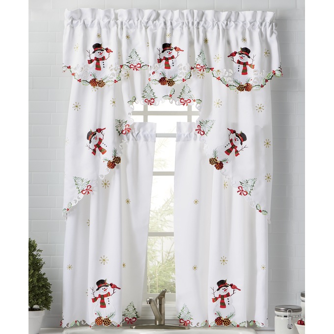 Embroidered Snowman Window Treatments Country Door