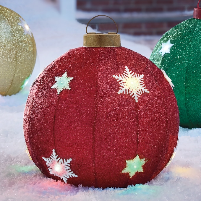 Lit Collapsible Holiday Ornament D&eacute;cor, Red, large