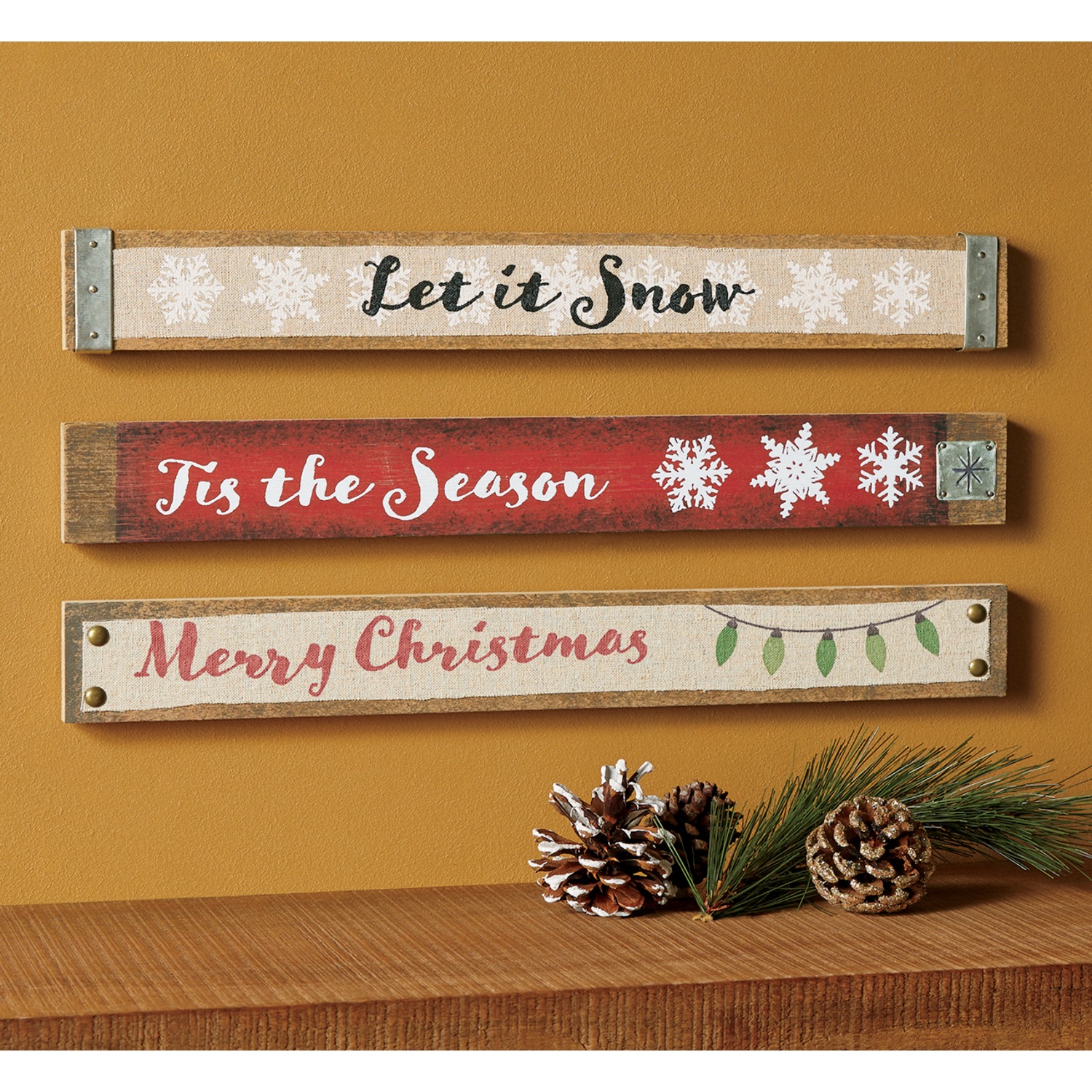 Set Of 3 Christmas Wall Plaques Country Door