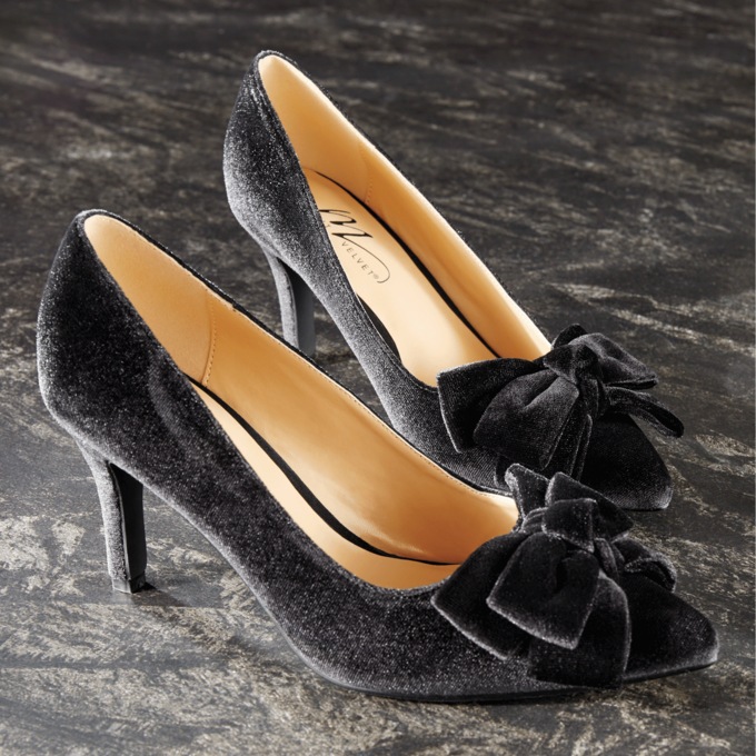 Midnight Velvet Velvet Bow Pump, , large