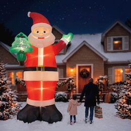 15' Merry Christmas Santa Lit Inflatable, , large