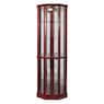 Tessa Lighted Display Corner Curio Cabinet with Glass Shelves and Mirrored Back, , large