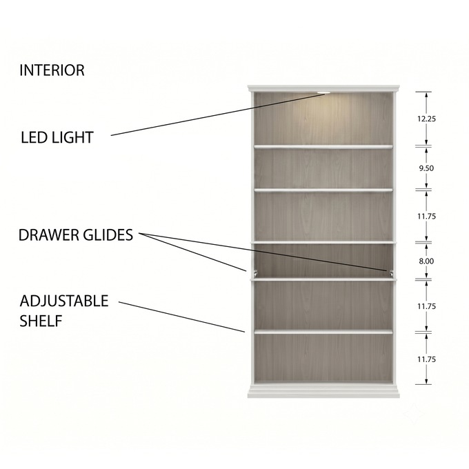 Arwen Cabinet with Built-In Lit Hutch, , large
