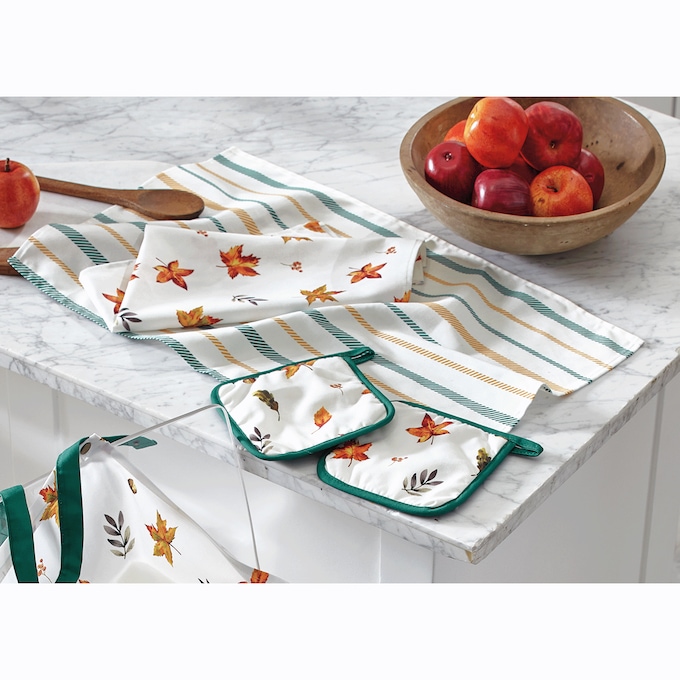 Harvest Leaf Potholder and Towel Set, , large