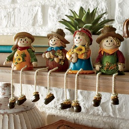 Set of 4 Scarecrow Shelf Sitters, , large