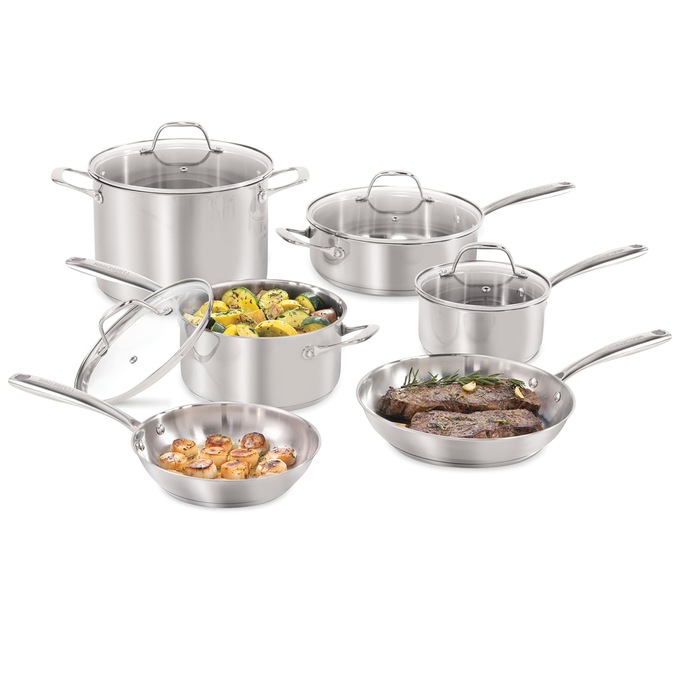 Guy Fieri Flavortown 10-Piece Stainless Steel Cookware Set, , large