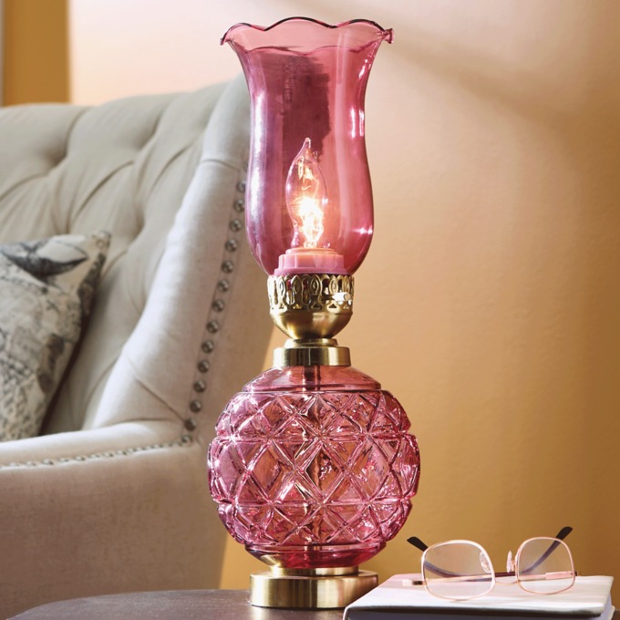 Purple Glass Hurricane Accent Lamp, , large