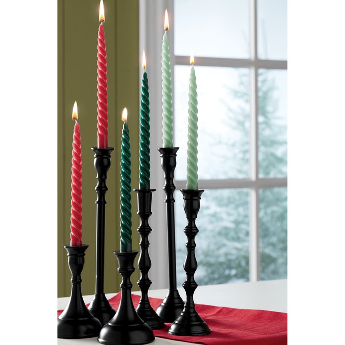 Set of 2 Colored Taper Candles, Sage Green, large