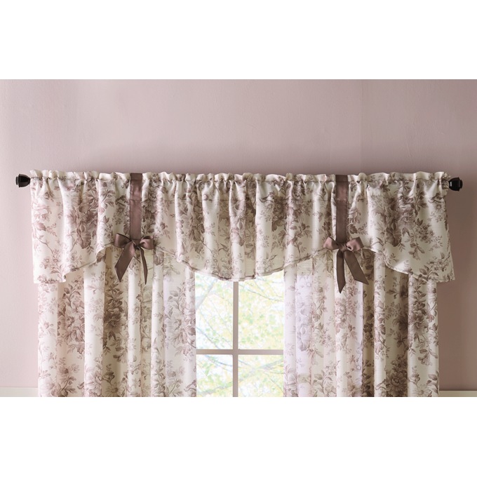 Toile Bow French Country Window Valance, Mauve, large