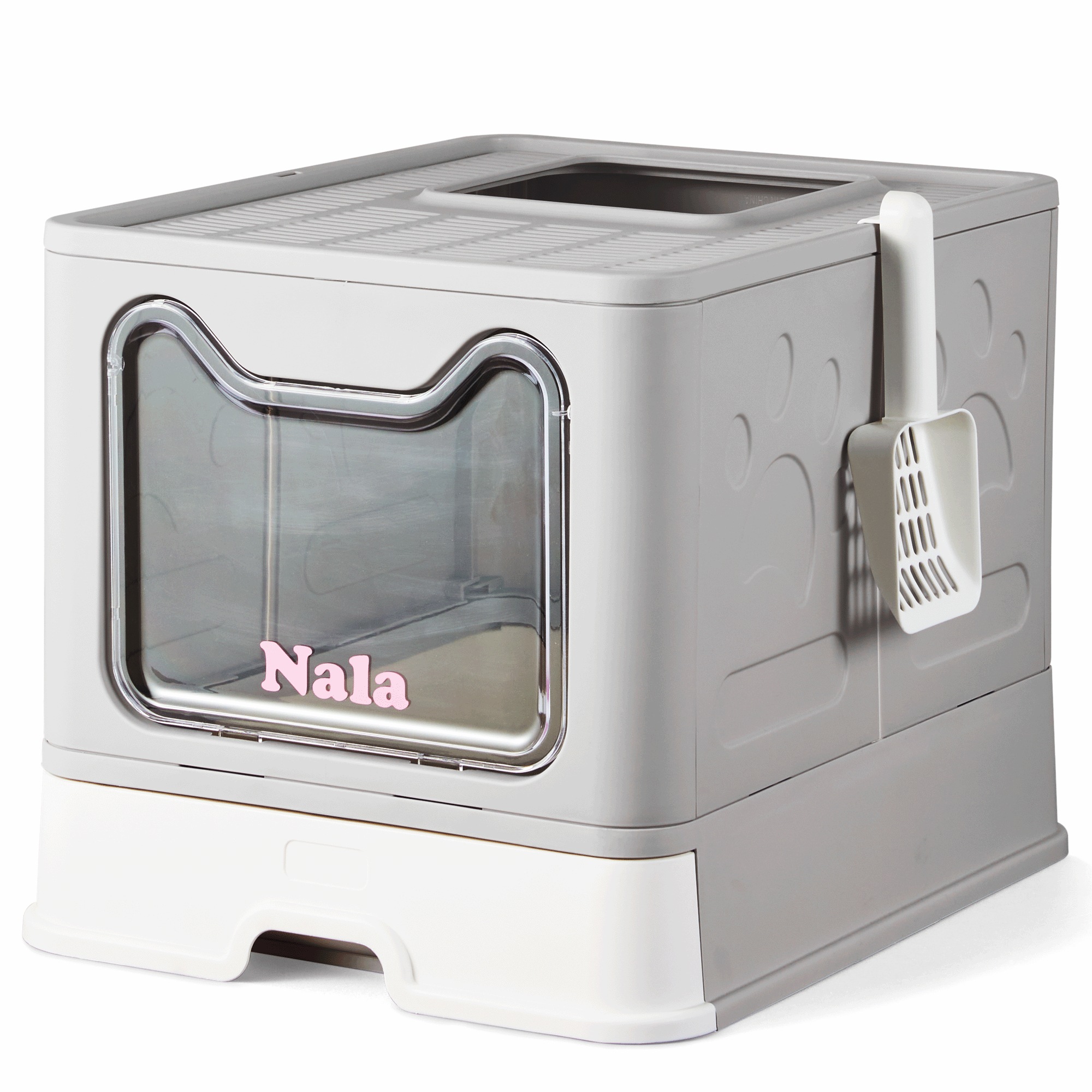 One-Way Litter Bin with Scoop, Gray, large