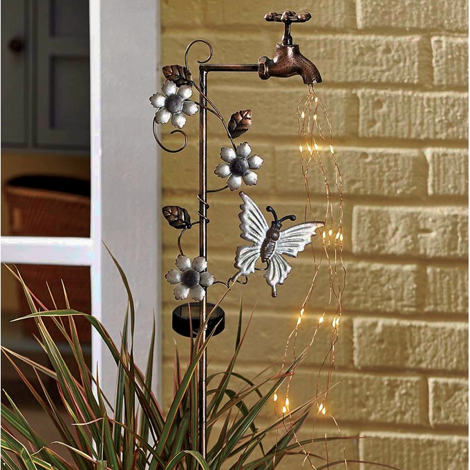 Butterfly Faucet Solar Stake, , large