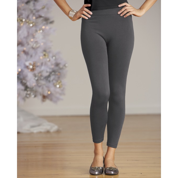 Fleece-Lined Legging--Misses, Charcoal, large