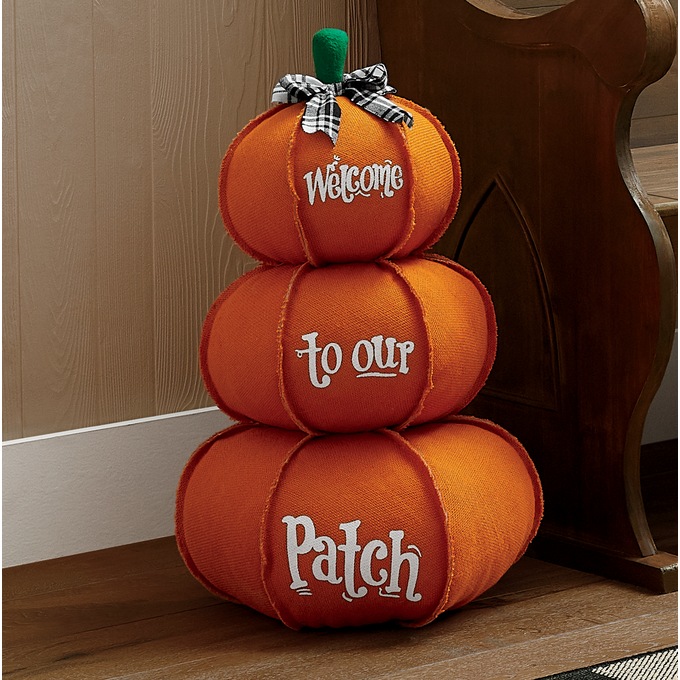 Welcome to Our Patch Fabric Pumpkin Stack, , large