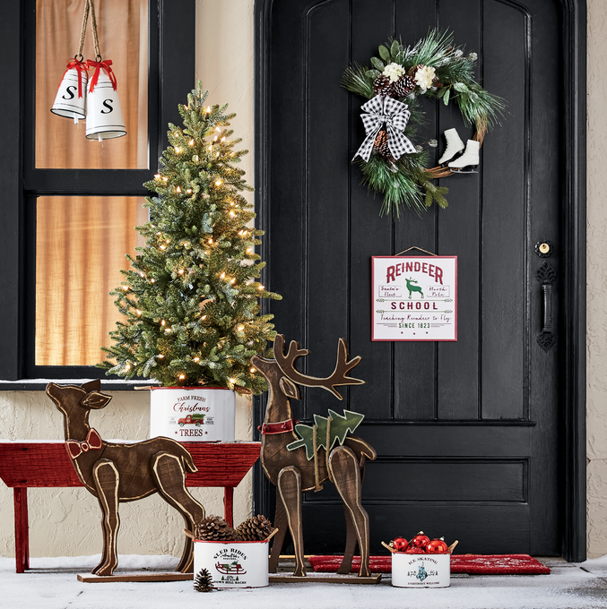 Set of 3 Round Christmas Containers, , large