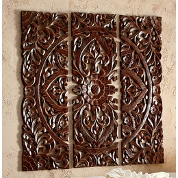 3-Piece Carved Medallion Wall Art, , large