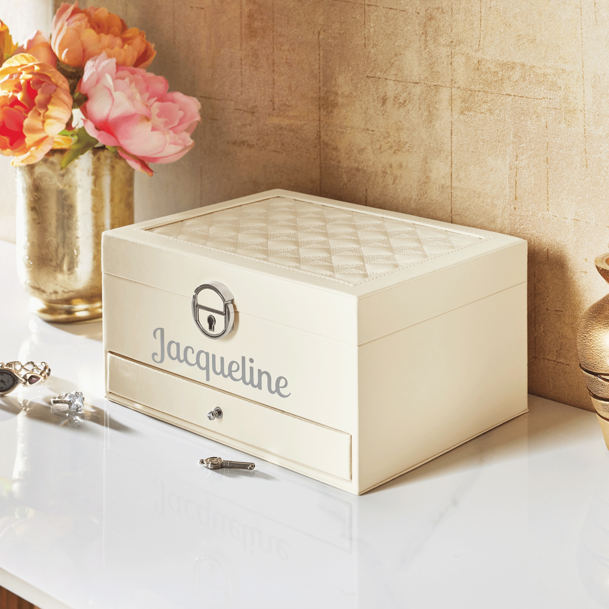 Estella Jewelry Box, White, large