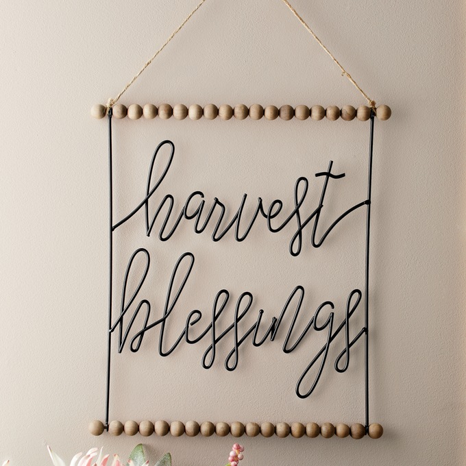 Harvest Blessings Wire Sign, , large