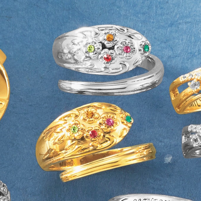 Birthstone Spoon Ring, , large