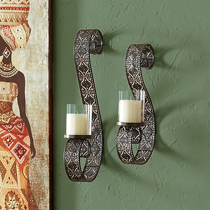 Set of 2 Santiago Scrolled Sconces, , large