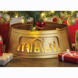 Lit Nativity Tree Collar, , large