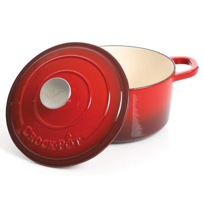 Crock Pot Artisan 3-qt. Enameled Cast Iron Dutch Oven with Lid, Gradient Red, large