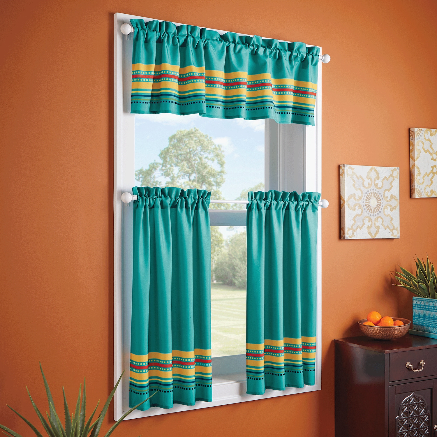 Salsa 3Piece Kitchen Curtain Set Country Door
