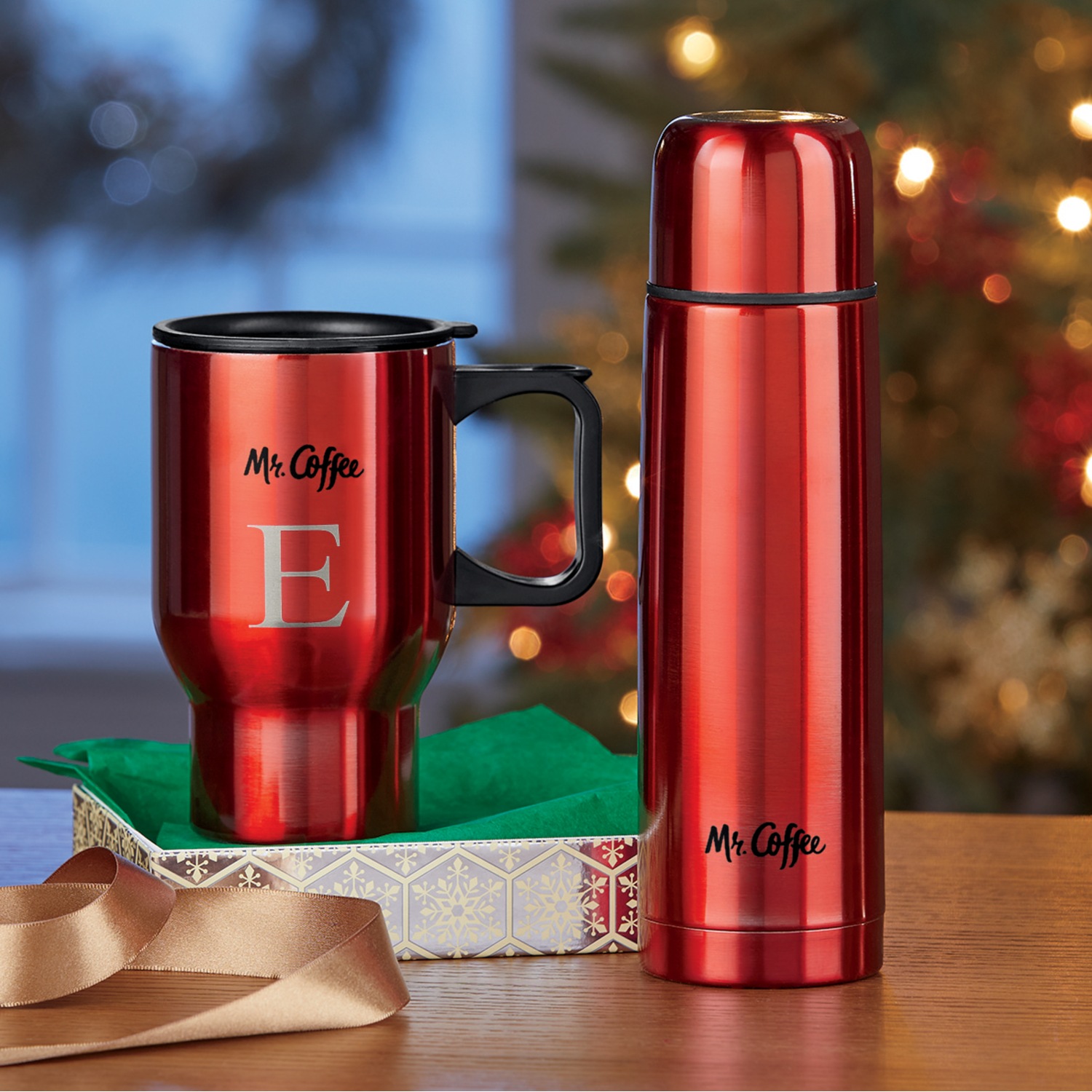 Mr. Coffee 2Piece Thermos & Travel Mug Set Country Door