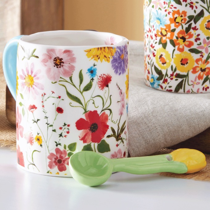 Floral Mug with Spoon, , large